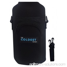 The Coldest Water Bottle Gym Travel Carrier Protector Sleeve with Pouch Handsfree - Prevent dents, scratches - Multi-Compatible with other Stainless Steel and Plastic Water Bottles (16-24 oz)